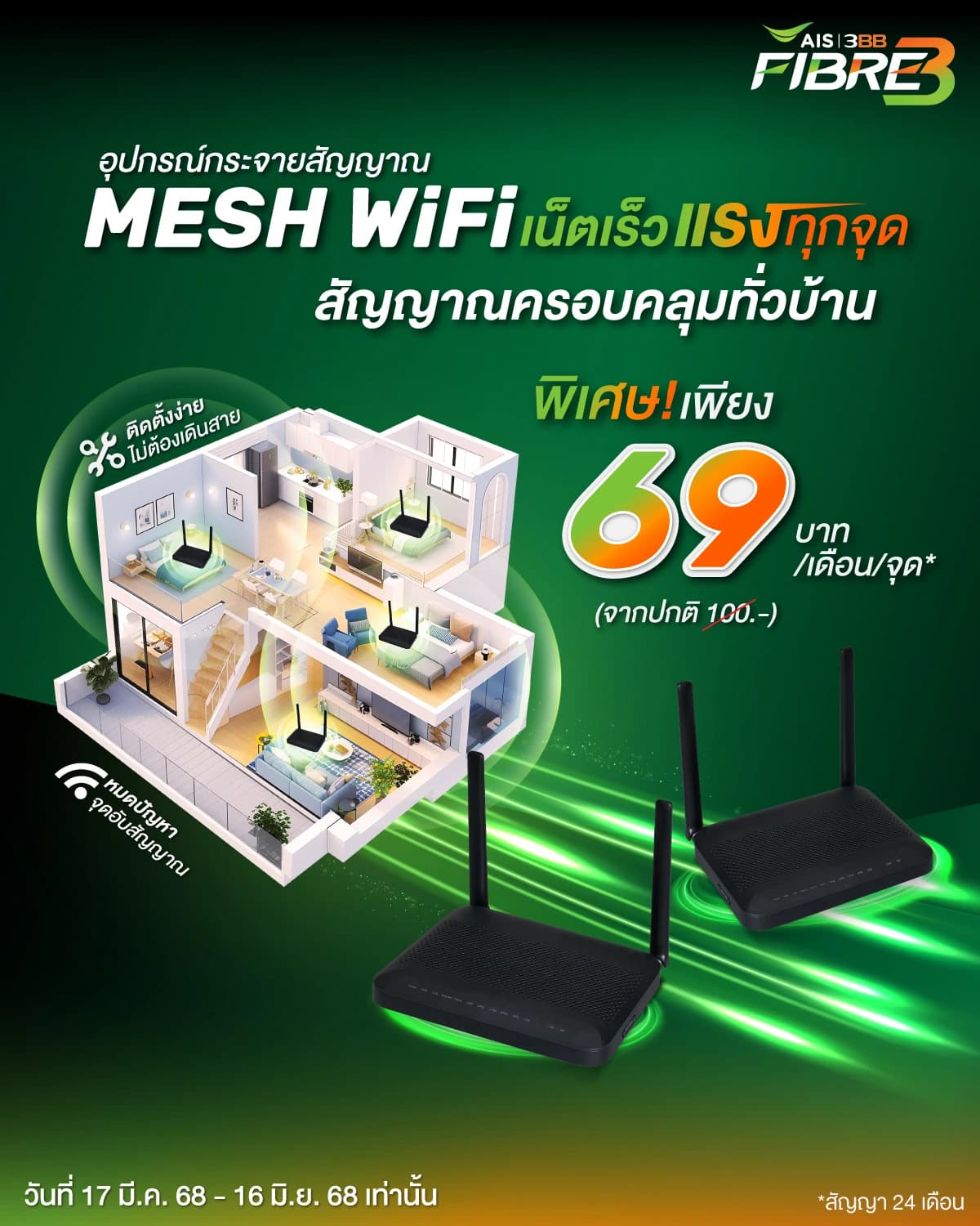 โปรโมชั่น Mesh Wifi Router กระจายสัญญาณทั่วบ้าน